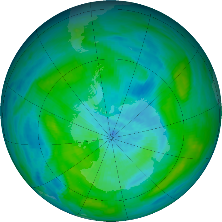 Antarctic ozone map for 09 March 1982